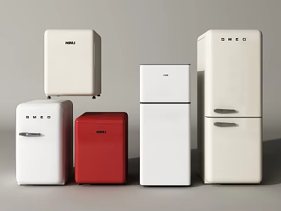 SMETA Refrigerators and Freezers Various Styles Sizes White Red Color Collection 3d model