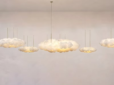 Modern Cloud Shaped Pendant Lights With Soft White Design Hanging In Minimalist Interior 3d model