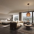 Modern Warm Hotel Guest Room With Stunning Mountain View And Comfortable Indoor Lounge Area