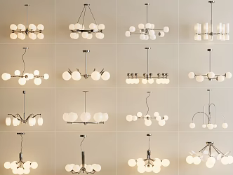 Bedroom chandelier metal chandelier French medieval chandelier Bauhaus chandelier spherical multi-head chandelier 3d model