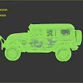 Blue Military Off Road Vehicle With Large Tires Roof Rack And Front Bumper Guard