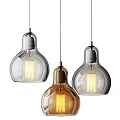 Vintage Style Amber Glass Pendant Lights With Filament Bulbs For Modern Home Interior
