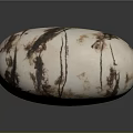 Oval Shaped Stone Wood Decorative Art Piece With White And Brown Textured Surface