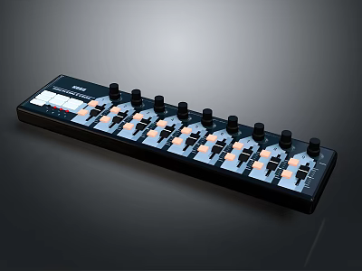 Professional Electronic Audio Controller With Knobs Buttons And LED Lights 3d model