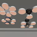 Contemporary Ceiling Lights Featuring Multiple Round White Lampshades And Sleek Dark Base Designs 3d model