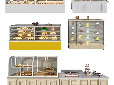 Commercial Bakery Display Shelves With Glass Doors And Multiple Layers For Pastries And Cakes 3d model