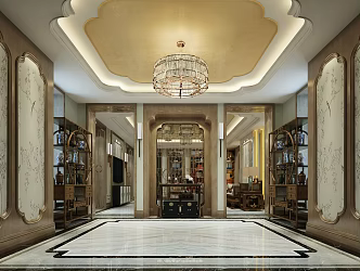 Light Luxury Entrance Villa Entrance 3d model