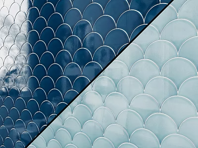 Fish Scale Design Ceramic Tiles in Blue and Light Blue for Wall Decoration 3d model