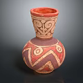 Traditional Ceramic Vase With Red Brown Tones And Geometric Spiral Patterns 3d model
