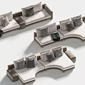 Double sofa combination pillow 3d model
