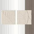Modern Square Wall Decor With Geometric Lines And Curved Patterns On Striped Wall 3d model