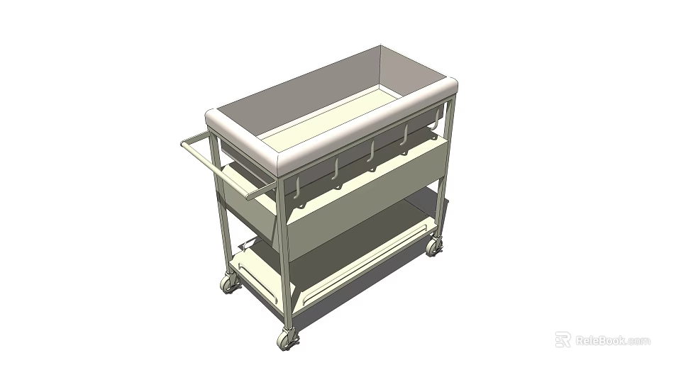 Mobile Utility Cart with Upper Tray and Lower Shelf on Wheels 3d model 