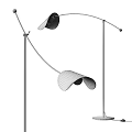 Modern Arc Floor Lamp With Curved Metal Stand And Glass Shades