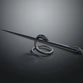 Fantasy Character Weapon Staff With Coiled Snake Head Design And Smooth Black Surface