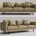 Modern Beige Sectional Sofa With Multiple Cushions And Black Legs 3d model