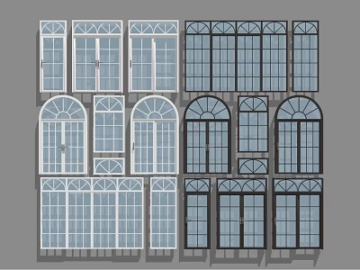 Architectural Window Designs Featuring Arched Paneled and Multi Pane Styles 3d model
