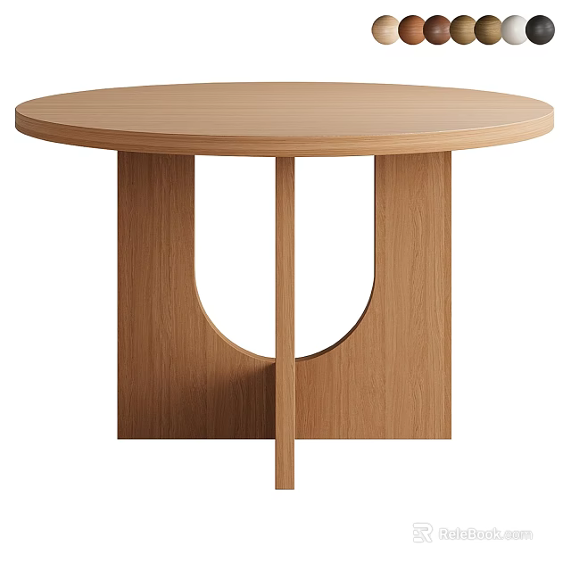 Round Wooden Coffee Table With Modern Minimalist Design And Sturdy Symmetric Legs 3d model 