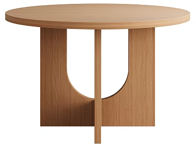 Round Wooden Coffee Table With Modern Minimalist Design And Sturdy Symmetric Legs 3d model