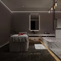 SPA Sauna Interior Design With Massage Bed Marble Bathtub And Modern Lighting Elements