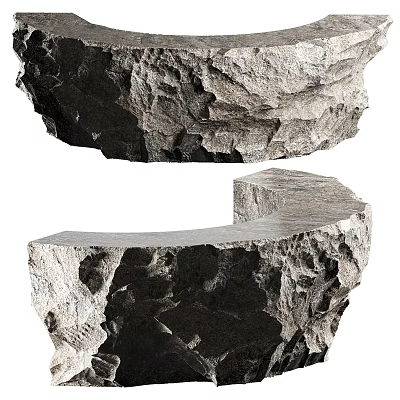 Natural Rock Reception Desk Featuring Irregular Shape And Textured Surface Design 3d model