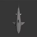 White Shark With Red Markings 3D Render On Dark Gradient Background