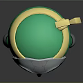 3D Cute Cartoon Character With Silver Helmet Green And Yellow Accents