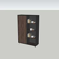 Modern Storage Cabinet with Wooden Doors and Black Frame Open Shelves for Book Storage