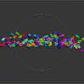Colorful Waterdrop Shaped Particles Forming Irregular Shape On Black Background With Reflection