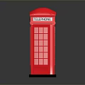 Red Telephone Booth Classic Architecture With Glass Windows And Iconic Design
