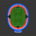 Fitness Sports Stadium Featuring Green Football Field Blue Red Running Track and Seats Lighting Equipment
