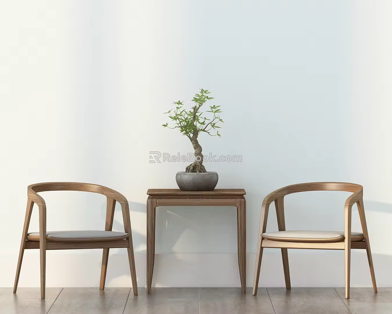 New Chinese Style Casual Sofa Combination Single Chair Case Potted Plant Combination 3d model