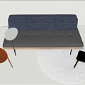 Stylish Casual Sofa Set Interior With Blue Black Fabric Tufted Seats And Wooden Side Chairs