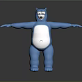 Blue Cartoon Bear Character With White Belly And Open Arms