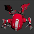 Red And Silver Miniature Robot Figure With Detailed Mech Design And Sharp Features 3d model