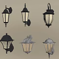 Classic Black Metal Wall Lamps with Yellow Glass Shades and Vintage Designs