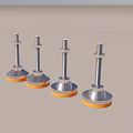 Four Metal Adjustable Feet With Orange Base Screw Design For Stable Support 3d model