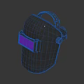 Durable Black Welding Helmet With Purple Protective Lens And Adjustable Strap 3d model