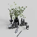 Elegant Modern Bathroom Accessories With Hand Soap Dispensers Candle Holders And Decorative Plants