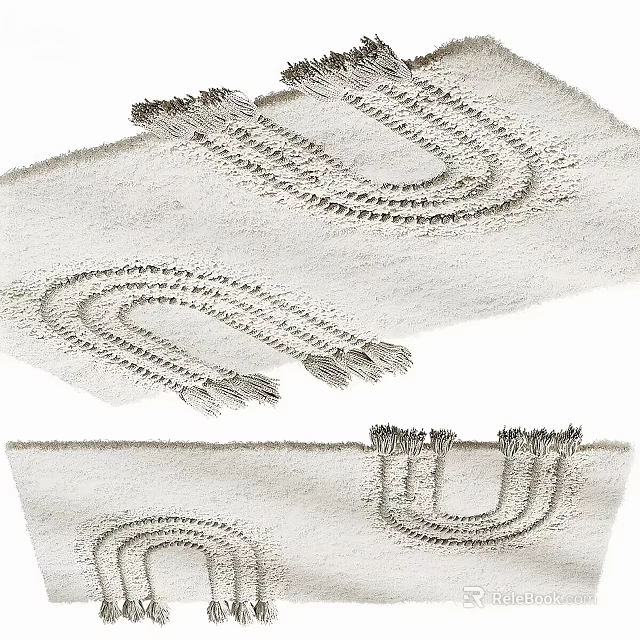 Textured Square Rugs With Fringed Details And Patterns 3d model 