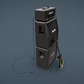 Marshall Electric Guitar With Stacked Amplifiers And Audio Cables Music Setup