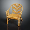 Handwoven Wicker Leisure Chair With Leaf Shaped Backrest For Outdoor Patio Garden