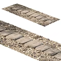 Outdoor Natural Stone Pathway With Irregular Slabs And Scattered Pebbles Design 3d model