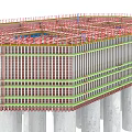 Detailed Bridge Structural Layout With Multiple Circular Supports And Pipes Framework
