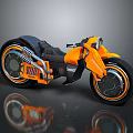 Orange Futuristic Motorcycle With Stylish Rims And Sleek Mechanical Body Design