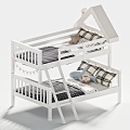 Modern Children's Bed Two-layer Bed Sheet Pillow Ladder 3d model