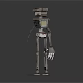 Metallic Robot Character Standing With Head Body And Limbs On Black Background With Shiny Reflection