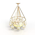 Elegant Golden Chandelier With Glass Shades And Hanging Design For Interior Decor