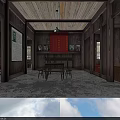 Traditional Chinese Cultural Center Interior With Wooden Furniture Bamboo Crafts And Vintage Decorations
