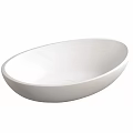 Sleek Modern White Oval Washbasin With Smooth Surface And Minimalist Design