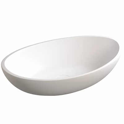 Sleek Modern White Oval Washbasin With Smooth Surface And Minimalist Design 3d model